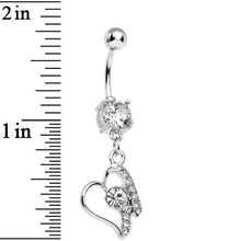 Load image into Gallery viewer, Clear Gem Crystalline Mending Heart Dangle Belly Ring
