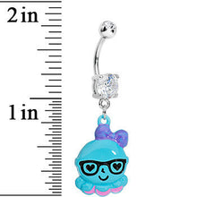 Load image into Gallery viewer, Crystalline Gem Baby Blue Squid Nerd Charm Dangle Belly Ring

