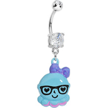 Load image into Gallery viewer, Crystalline Gem Baby Blue Squid Nerd Charm Dangle Belly Ring
