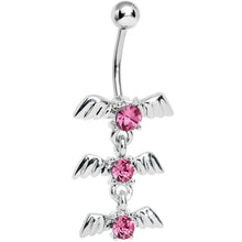 Load image into Gallery viewer, Rose Flower Gem Winged Totem Dangle Belly Ring
