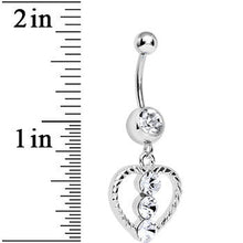 Load image into Gallery viewer, Crystalline Gem Roped Heart Dangle Belly Ring
