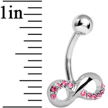 Load image into Gallery viewer, Infinity Symbol Pink Gem Belly Button Ring
