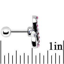 Load image into Gallery viewer, 16G 1/4 Pink Gem Silver Tone Infinity Symbol Tragus Cartilage Earring
