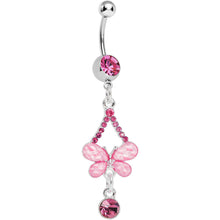 Load image into Gallery viewer, Pink Gem Heavenly Butterfly Double Drop Belly Ring
