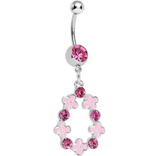 Load image into Gallery viewer, Pink Gem Hugs and Kisses Dangle Belly Ring
