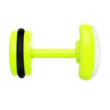 Load image into Gallery viewer, White on Light Green Neon Enamel Bow Tie Cheater Plug
