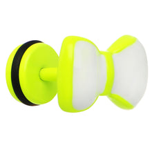 Load image into Gallery viewer, White on Light Green Neon Enamel Bow Tie Cheater Plug
