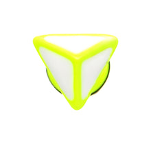 Load image into Gallery viewer, White on Light Green Neon Enamel 3-D Triangle Cheater Plug
