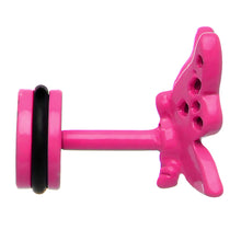 Load image into Gallery viewer, Pink Neon Enamel Floating Butterfly Cheater Plug

