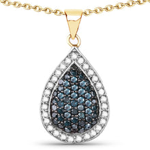 Load image into Gallery viewer, 14K Yellow Gold Plated 0.81 Carat Genuine Blue Diamond and White Diamond .925 Sterling Silver Pendant
