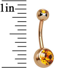 Load image into Gallery viewer, Topaz Yellow CZ Rose Gold Plated Belly Ring
