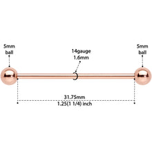 Load image into Gallery viewer, 14G 1 1/4 Rose Gold Plated Straight Barbell
