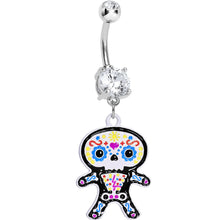 Load image into Gallery viewer, Crystalline Gem Cute Sugar Skull Baby Charm Dangle Belly Ring
