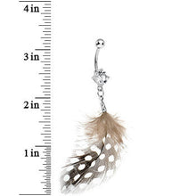 Load image into Gallery viewer, Clear Gem Natural Feather Dangle Belly Ring
