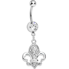 Load image into Gallery viewer, Clear Gem Glam Fleur de Lis Dangle Belly Ring
