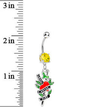 Load image into Gallery viewer, Yellow Gem Love Never Dies Tattoo Charm Dangle Belly Ring
