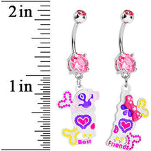 Load image into Gallery viewer, Light Pink Gem Sugar Skull Best Friends Dangle Belly Ring Set
