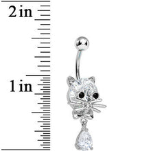 Load image into Gallery viewer, Crystalline Gem Sophisticated Kitty Cat Dangle Belly Ring
