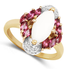 Load image into Gallery viewer, 1.90 Carat Genuine Opal and Rhodolite .925 Sterling Silver Ring
