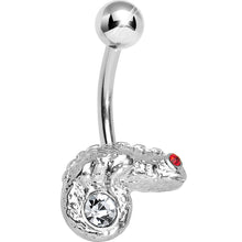 Load image into Gallery viewer, Clear Gem Lay Low Lizard Belly Ring
