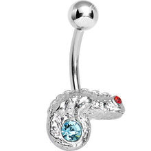 Load image into Gallery viewer, Aqua Gem Lay Low Lizard Belly Ring
