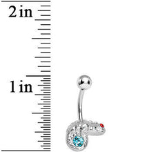 Load image into Gallery viewer, Aqua Gem Lay Low Lizard Belly Ring
