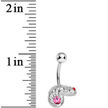 Load image into Gallery viewer, Pink Gem Lay Low Lizard Belly Ring
