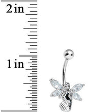 Load image into Gallery viewer, Stainless Steel Clear Gem Winged Angel Belly Ring
