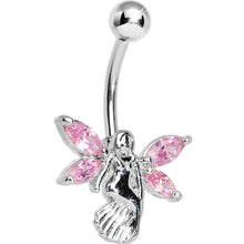 Load image into Gallery viewer, Stainless Steel Pink Gem Winged Angel Belly Ring
