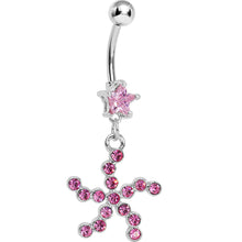 Load image into Gallery viewer, Pink Star Gem Pink Starfish Dangle Belly Ring
