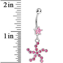 Load image into Gallery viewer, Pink Star Gem Pink Starfish Dangle Belly Ring
