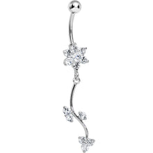Load image into Gallery viewer, Crystalline Gem Trailing Vine and Flower Dangle Belly Ring
