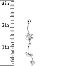 Load image into Gallery viewer, Crystalline Gem Trailing Vine and Flower Dangle Belly Ring
