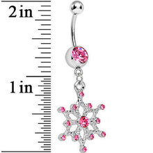 Load image into Gallery viewer, Pink Gem Winter Daydream Snowflake Dangle Belly Ring
