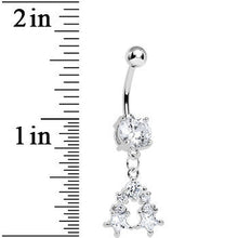 Load image into Gallery viewer, Clear Gem Twin Stars Dangle Belly Ring
