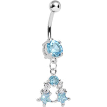 Load image into Gallery viewer, Aqua Gem Twin Stars Dangle Belly ring
