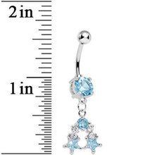 Load image into Gallery viewer, Aqua Gem Twin Stars Dangle Belly ring
