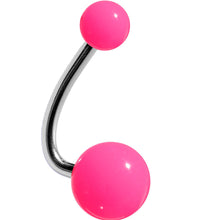 Load image into Gallery viewer, Neon Pink Petunia Acrylic J-Bar Belly Ring
