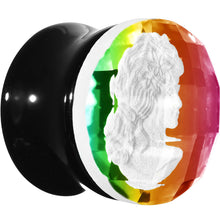 Load image into Gallery viewer, 9/16 Faceted Rainbow White Cameo Acrylic Saddle Plug

