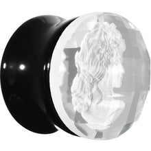 Load image into Gallery viewer, 9/16 Faceted Clear White Cameo Acrylic Saddle Plug
