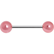 Load image into Gallery viewer, Pink Faux Pearl Acrylic Barbell Tongue Ring
