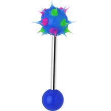 Load image into Gallery viewer, Blue Green Pink Neon Silicone Spike Barbell Tongue Ring
