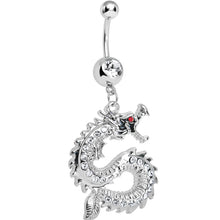 Load image into Gallery viewer, Clear Gem Chinese Dragon Charm Dangle Belly Ring
