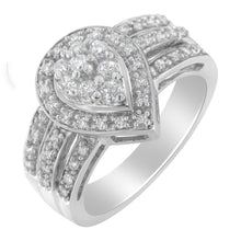 Load image into Gallery viewer, 10K White Gold Round Cut Diamond Teardrop Ring (1/2 Cttw, H-I Color, SI2-I1 Clarity) - Size 6-1/2
