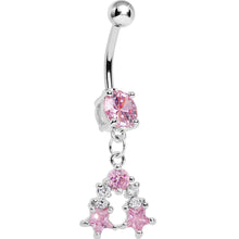 Load image into Gallery viewer, Pink Gem Twin Stars Dangle Belly Ring
