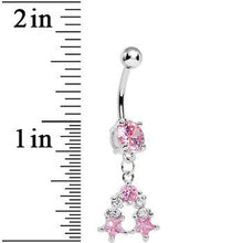 Load image into Gallery viewer, Pink Gem Twin Stars Dangle Belly Ring
