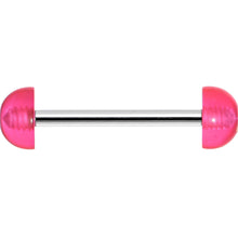 Load image into Gallery viewer, Pink Acrylic Half Ball Pixie Dust Barbell Tongue Ring
