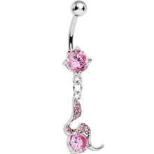 Load image into Gallery viewer, Pink Gem Squiggly Serpent Gem Dangle Belly Ring

