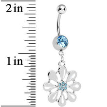 Load image into Gallery viewer, Aqua Gem Pretty White Petals Flower Charm Belly Ring
