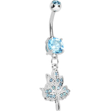Load image into Gallery viewer, Aqua Gem Icy Leaf Drop Charm Belly Ring
